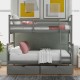 Gray Twin over Full Bunk Bed with Storage Drawers, Guardrails, and Convertible Design