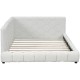 Modern Upholstered Full Size Platform Bed with LED Lighting and USB Ports - White