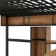 Full Size Metal & Wood Loft Bed with L-Shaped Desk - Black and Brown Elegance