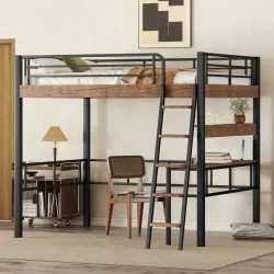 Metal Full Size Loft Bed with Built-in Desk and Storage – A Space-Saving Marvel Metal Full Size Loft Bed with Built-in Desk and Storage – A Space-Saving Marvel