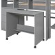 Full Size Low Loft Bed with Rolling Desk, Drawers, and Shelves - Gray - Sapphire Blue