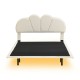 Opulent Beige Full Size Upholstered Platform Bed with LED Lighting