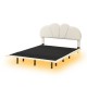 Opulent Beige Full Size Upholstered Platform Bed with LED Lighting