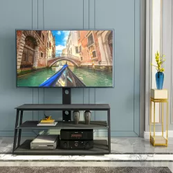 Black Multi-Function Angle And Height Adjustable Tempered Glass TV Stand Black Multi-Function Angle And Height Adjustable Tempered Glass TV Stand