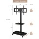 Adjustable Mobile TV Stand with Tempered Glass Shelves