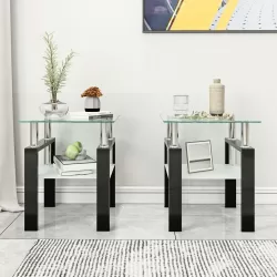 Pair of Contemporary Tempered Glass Coffee Tables for Living Room Pair of Contemporary Tempered Glass Coffee Tables for Living Room