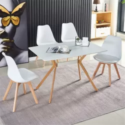 Contemporary Dining Table with Metal Legs and MDF Top (White) Contemporary Dining Table with Metal Legs and MDF Top (White)