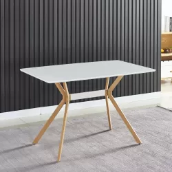 Contemporary Dining Table with Metal Legs and MDF Top (White) Contemporary Dining Table with Metal Legs and MDF Top (White)