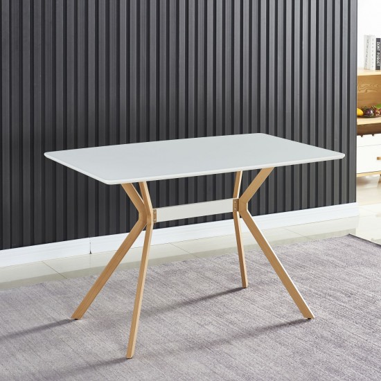 Contemporary Dining Table with Metal Legs and MDF Top (White)