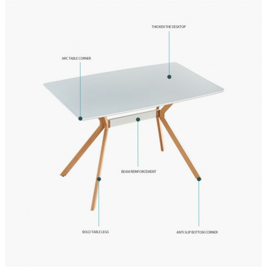 Contemporary Dining Table with Metal Legs and MDF Top (White)