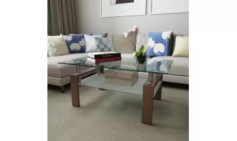 Modern Walnut Glass Coffee Table: Stylish and Functional Living Room Centerpiece