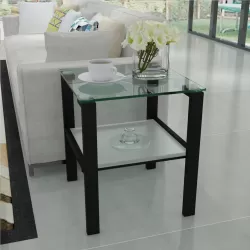 Glass corner table, bedroom corner table, living room black side table Glass corner table, bedroom corner table, living room black side table