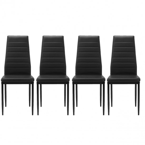 Elegant Dining Chair Set for Four - Black PU Leather Chairs