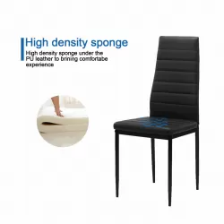 Elegant Dining Chair Set for Four - Black PU Leather Chairs Elegant Dining Chair Set for Four - Black PU Leather Chairs