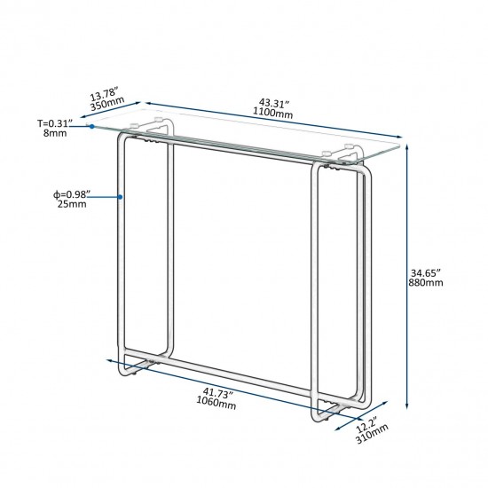 Versatile Tempered Glass Console Table - Modern Design, High Quality