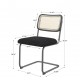 Set of 2, Teddy Velvet Dining Chair with High-Density Sponge, Rattan Chair for Dining room, Living room, Bedroom, Black