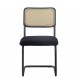 Set of 2, Teddy Velvet Dining Chair with High-Density Sponge, Rattan Chair for Dining room, Living room, Bedroom, Black