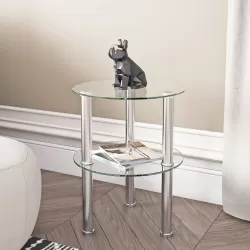 Elegant 2-Layer Tempered Glass End Table for Stylish Home Decor Elegant 2-Layer Tempered Glass End Table for Stylish Home Decor