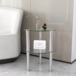 Elegant 2-Layer Tempered Glass End Table for Stylish Home Decor Elegant 2-Layer Tempered Glass End Table for Stylish Home Decor