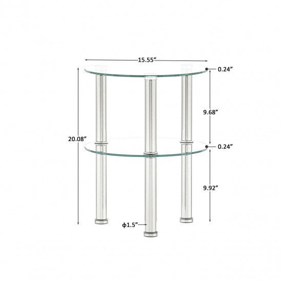 Elegant 2-Layer Tempered Glass End Table for Stylish Home Decor