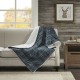 Oversized Down Alternative Throw Blue Fabric Blanket