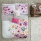 Asymmetrical Floral Comforter Set Pink Polyester