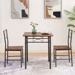 3-Piece Kitchen Dining Room Table Set Retro Brown chair 3-Piece Kitchen Dining Room Table Set Retro Brown chair