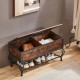 Shoe Rack Bench for Entryway, Industrial Bench with Shoe Storage Shelf, Rustic Shoe Rack for Small Spaces, Metal Shoe Rack with Wood Bench