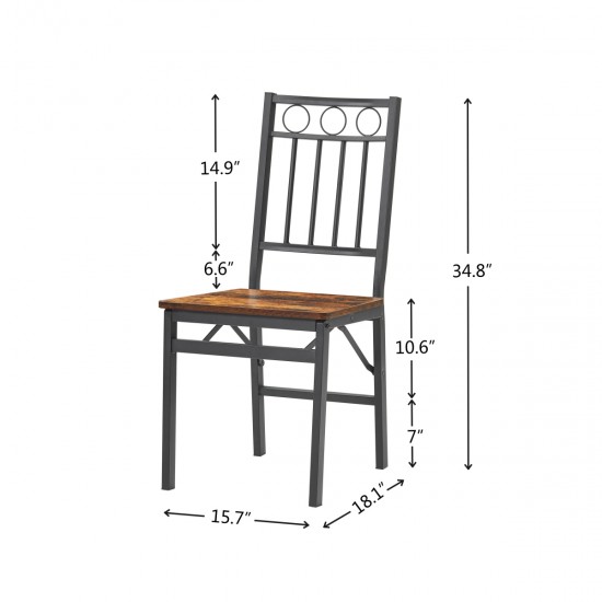 Dining Assemble Metal& Wood Seat Modern Style for Dining Room Decor Folding Retro Chair