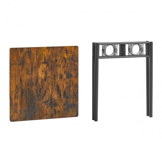 Kitchen Dining Room Table, Iron Wood Square Table for Kitchen Dining Room Furniture