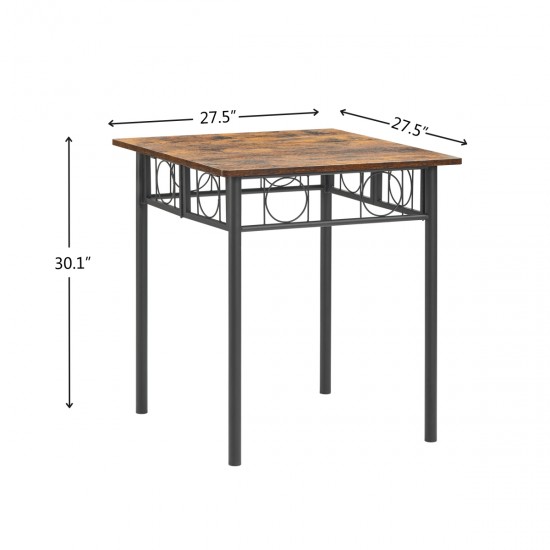 Kitchen Dining Room Table, Iron Wood Square Table for Kitchen Dining Room Furniture