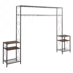 Queen Bed Frame with 2 Nightstands Headboards with Storage Cabinet, Headboard with Shelves, Bookcase Headboard Queen Easy Assembly for Bedroom Iron and Wood Rustic Brown Queen Bed Frame with 2 Nightstands Headboards with Storage Cabinet, Headboard with Shelves, Bookcase Headboard Queen Easy Assembly for Bedroom Iron and Wood Rustic Brown