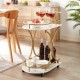2-Tier Bar Cart, Mobile Bar Serving Cart, Industrial Style Wine Cart for Kitchen, Beverage Cart with Wine Rack and Glass Holder, Rolling Drink Trolley for Living Room