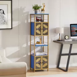Tall Large Floor Storage Cabinet with Open Compartments and 2 Cabinets with Doors,  Freestanding Cabinet, for Home Kitchen, Bathroom, Living Room Tall Large Floor Storage Cabinet with Open Compartments and 2 Cabinets with Doors,  Freestanding Cabinet, for Home Kitchen, Bathroom, Living Room