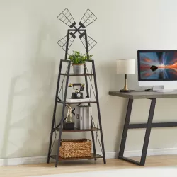 4-Tier Narrow Book Shelf, Bookcase for Home Office, Living Room, Bedroom, Kitchen, Rustic Brown and Black 4-Tier Narrow Book Shelf, Bookcase for Home Office, Living Room, Bedroom, Kitchen, Rustic Brown and Black