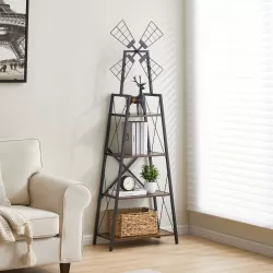4-Tier Narrow Book Shelf, Bookcase for Home Office, Living Room, Bedroom, Kitchen, Rustic Brown and Black 4-Tier Narrow Book Shelf, Bookcase for Home Office, Living Room, Bedroom, Kitchen, Rustic Brown and Black