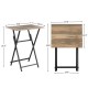 2-Piece Folding TV Tray Table Noassembly Required Portable Sofa Side Table, Industrial Snack Table for Small Spaces, Space-Saving Easy to Fold Wood Rustic Brown and Black