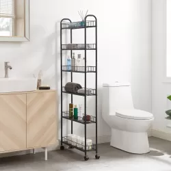 6-Tier Rolling Cart Gap Kitchen Slim Slide Out Storage Tower Rack with Wheels,6 Baskets,Kitchen,Bathroom Laundry Narrow Piaces Utility cart 6-Tier Rolling Cart Gap Kitchen Slim Slide Out Storage Tower Rack with Wheels,6 Baskets,Kitchen,Bathroom Laundry Narrow Piaces Utility cart