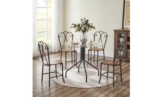 Modern 5-Piece Tempered Glass Dining Set: Stylish Round Table with 4 Chairs for Home & Kitchen