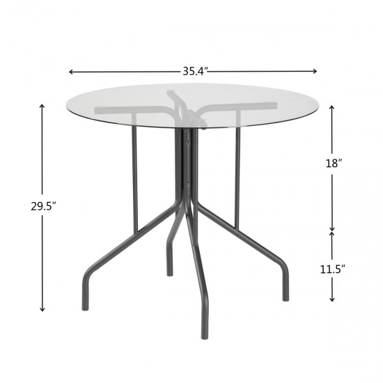 5-Piece Tempered Glass Table w/ 4 Chairs,Modern Round Dining Table Furniture Set for Home, Kitchen, Dining Room,Dining Table and Chair