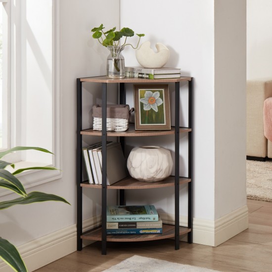 4-Tier Corner Open Shelf,Bookcase Freestanding Shelving Unit,Plant Stand Small Bookshelf for Living Room, Home Office, Kitchen, Small Space