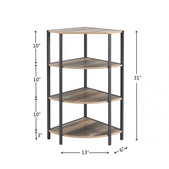 4-Tier Corner Open Shelf,Bookcase Freestanding Shelving Unit,Plant Stand Small Bookshelf for Living Room, Home Office, Kitchen, Small Space