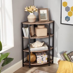 4-Tier Corner Open Shelf,Bookcase Freestanding Shelving Unit,Plant Stand Small Bookshelf for Living Room, Home Office, Kitchen, Small Space