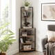 6-Tier Corner Open Shelf Modern Bookcase Wood Rack Freestanding Shelving Unit,Plant Album Trinket Sturdy Stand Small Bookshelf Space-Saving for Living Room Home Office Kitchen Small Space Rustic Brown