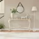 Modern Style Fancy Glass and Metal Table for Entrance, Console Tables for Entryway, Sturdy Hallway Table with Storage, Easy Assembly Sofa Tables for Living Room Modern Style Fancy Glass and Metal Table for Entrance, Console Tables for Entryway, Sturdy Hallway Table with Storage, Easy Assembly Sofa Tables for Living Room