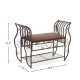 Traditional Style End of Bed Bench, Upholstered Entryway Bench with Arm, Ottoman Bench with metal frame