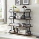 4 Tier Office Bookcase Shelf Rustic Wood Metal Bookshelves Freestanding Open Book Shelf, Industrial Tall Corner Bookcase Easy to Assemble for Home Office, Living Room and Bedroom,