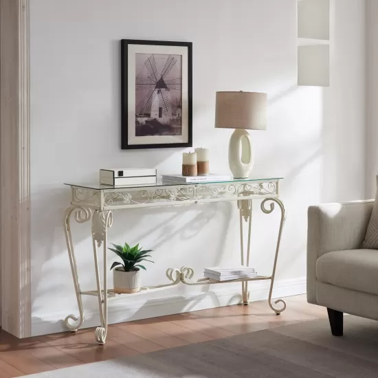 Modern Style Fancy Glass and Metal Table for Entrance, Console Tables for Entryway, Sturdy Hallway Table with Storage, Easy Assembly Sofa Tables for Living Room Modern Style Fancy Glass and Metal Table for Entrance, Console Tables for Entryway, Sturdy Hallway Table with Storage, Easy Assembly Sofa Tables for Living Room