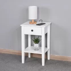 White Bathroom Floor-standing Storage Table with a Drawer White Bathroom Floor-standing Storage Table with a Drawer