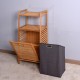 Bathroom Laundry Basket Bamboo Storage Basket with 2-tier Shelf 17.32 x 13 x 37.8 inch